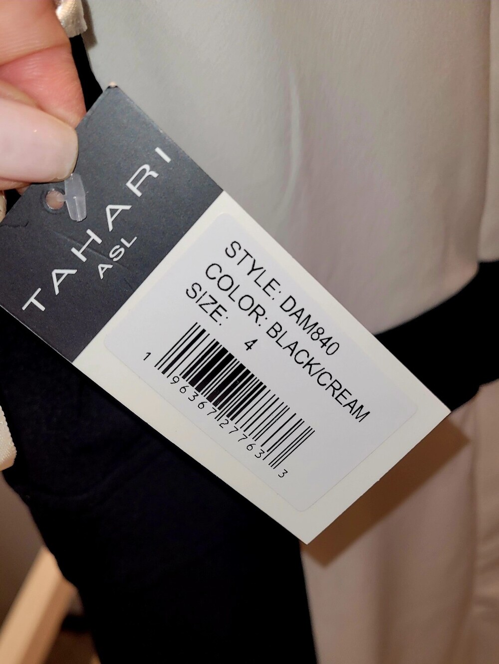 Tahari Black and White Colorblock Midi Dress with Gold Accent - Picture 5 of 6